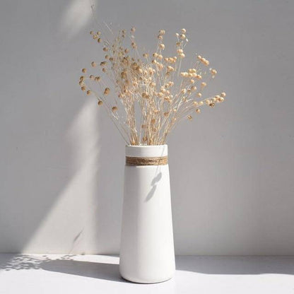 Modern White Ceramic Vase | Elegant Flower Vase for Home Decor