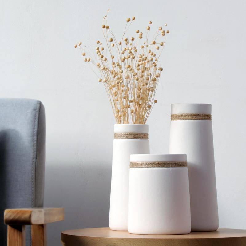 Modern White Ceramic Vase | Elegant Flower Vase for Home Decor