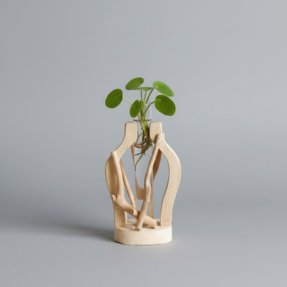 Natural Wooden Vase | Unique Flower Vase Decoration