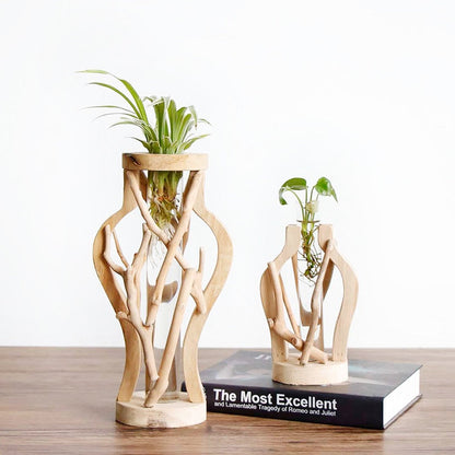 Natural Wooden Vase | Unique Flower Vase Decoration